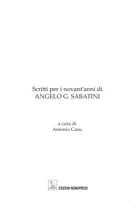Un perenne ricercare - Scritti per i novant'anni di Angelo G. Sabatini, a cura di Antonio Casu